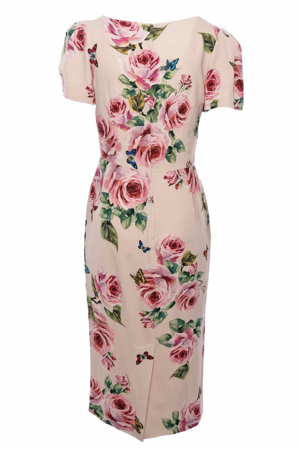 Dolce & Gabbana Size 42 Floral Midi Cady Silk Dress