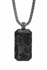 David Yurman .925 Sterling Silver Forged Carbon Chevron Tag Necklace