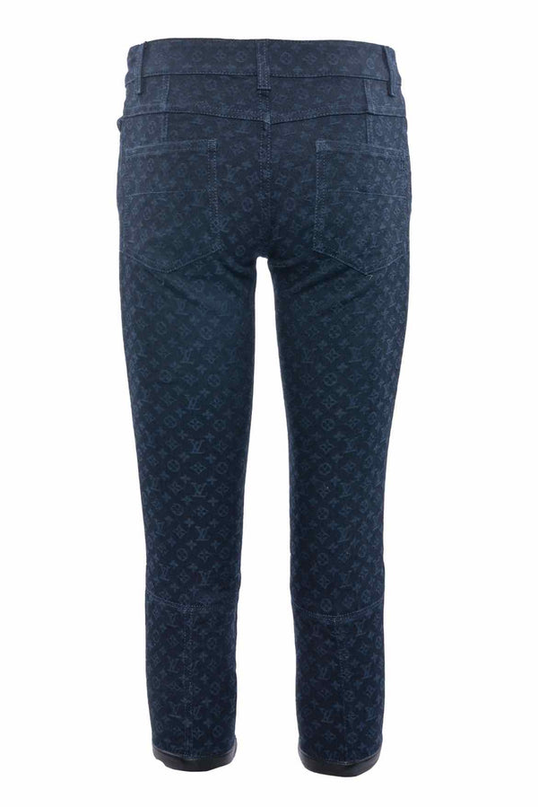 Louis Vuitton Size 38 2011 Monogram Skinny Jeans With Leather Trims