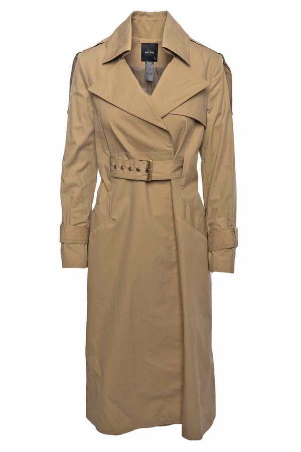 Smythe Size 2 Classic Long Belted Trench Coat