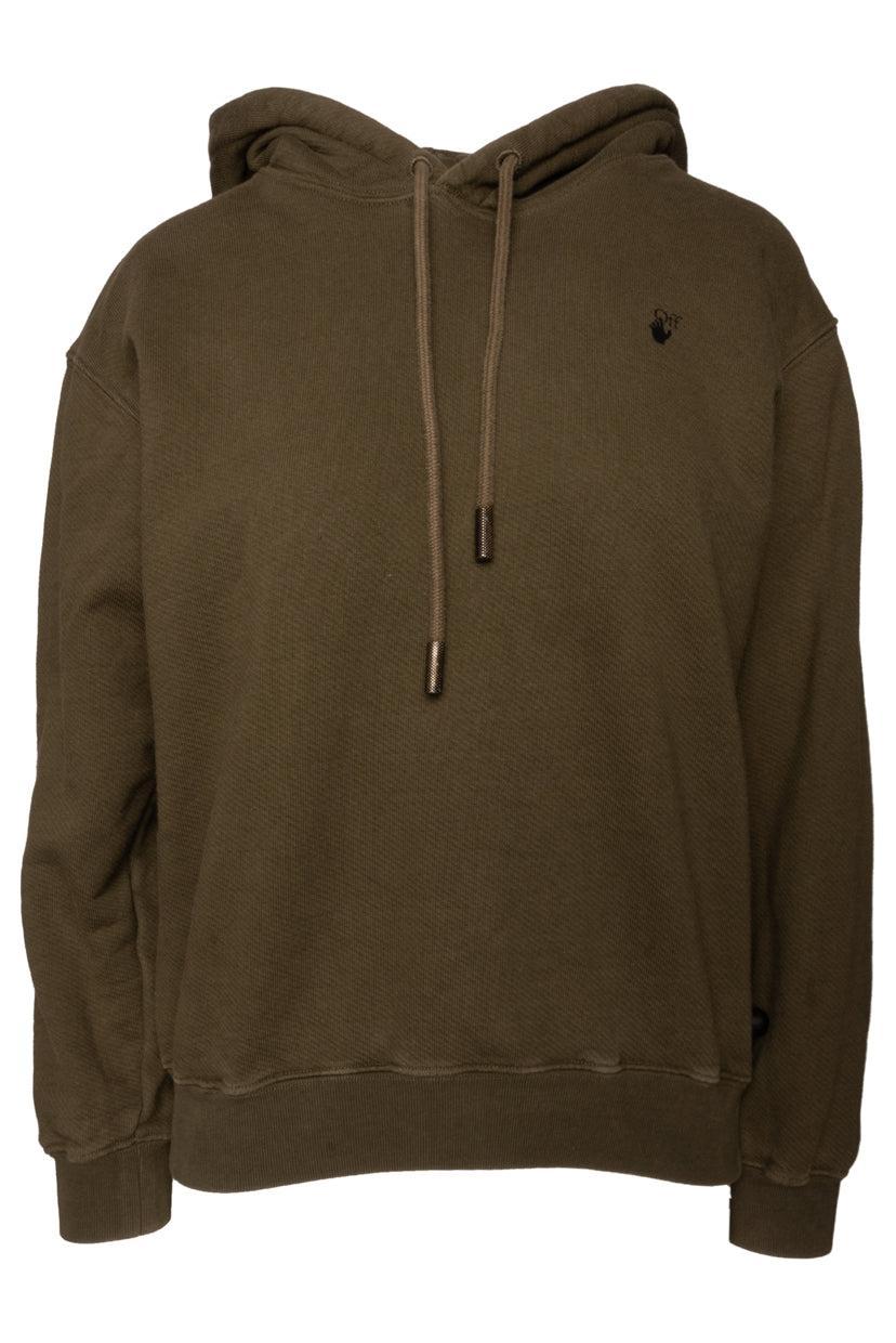 Off White Size S Floral Logo Hoodie Luxury Used Designer