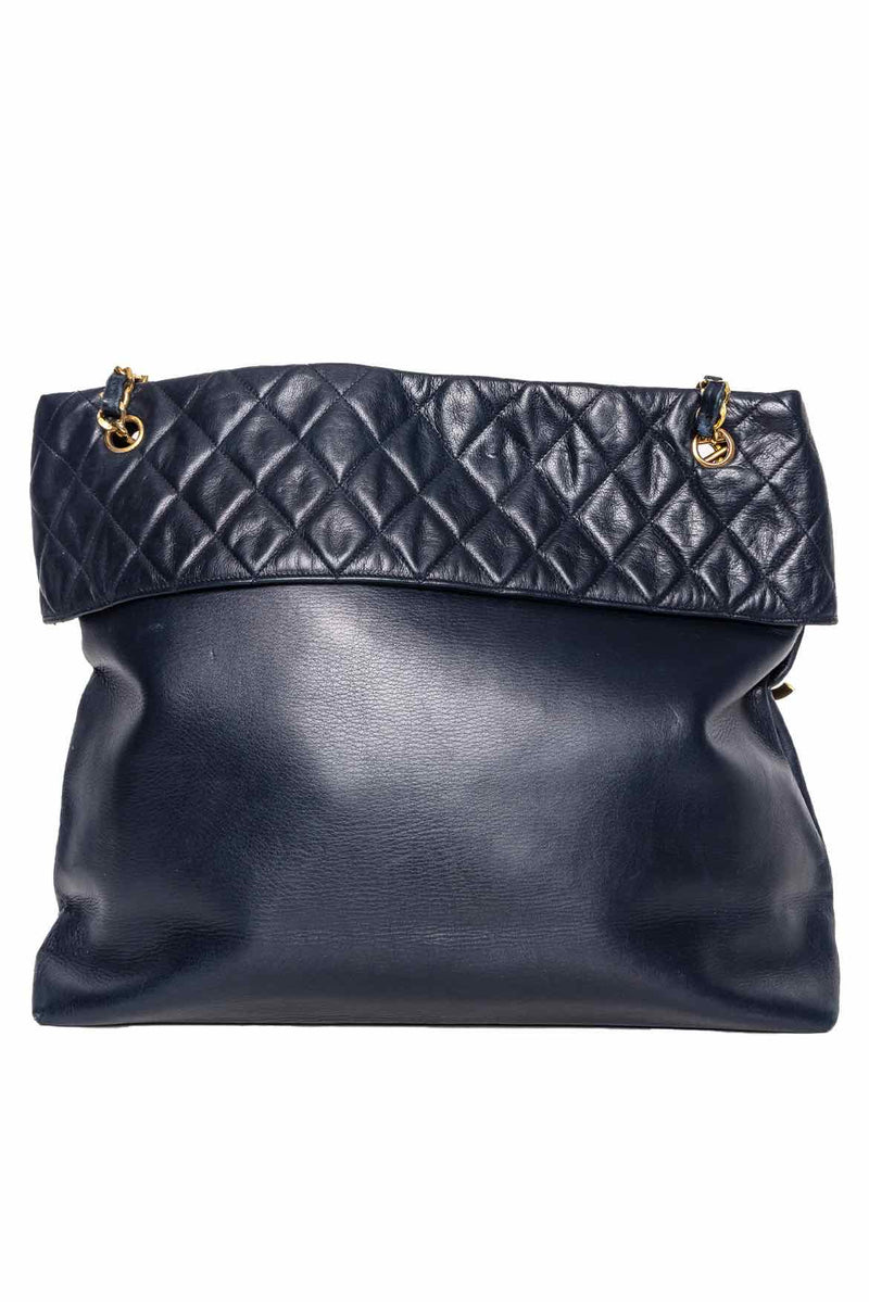Chanel 1989-1991 Quilted CC Flap Shopper Tote