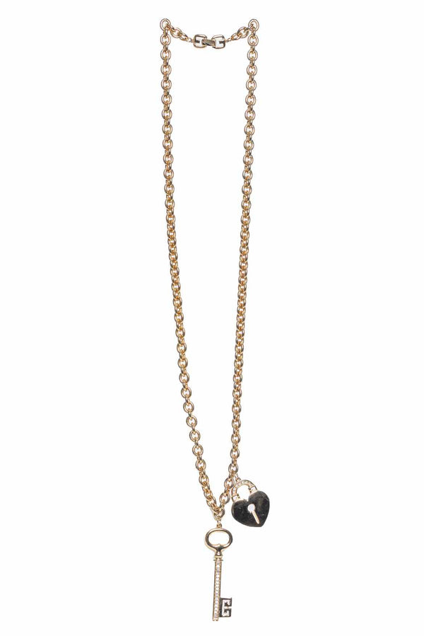 Givenchy Vintage Heart Lock & Key Charm Belt/Necklace