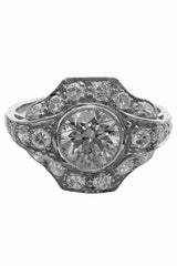 Size 6.5 Vintage Platinum and Diamond Ring