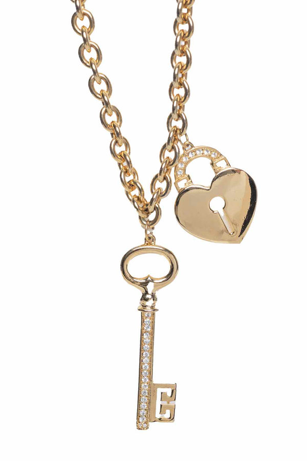 Givenchy Vintage Heart Lock & Key Charm Belt/Necklace