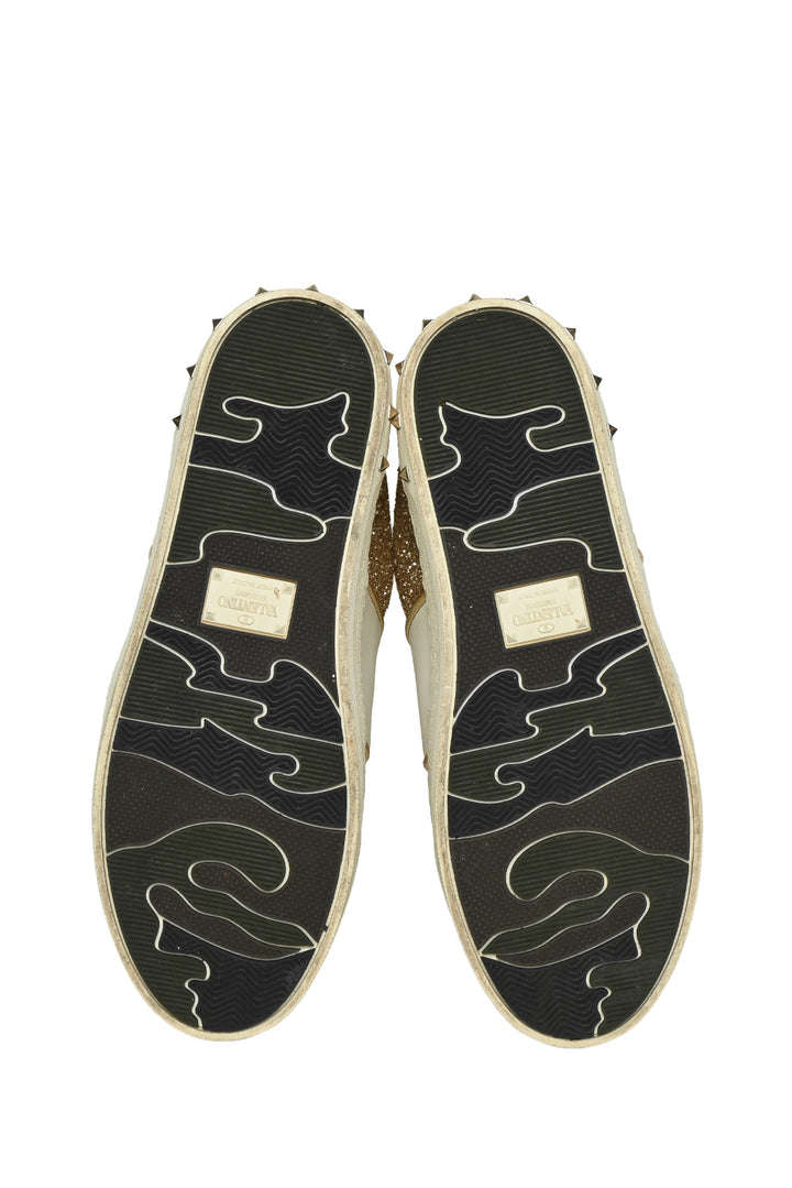 Valentino Size 36.5 Rockstud Glitter Sneakers