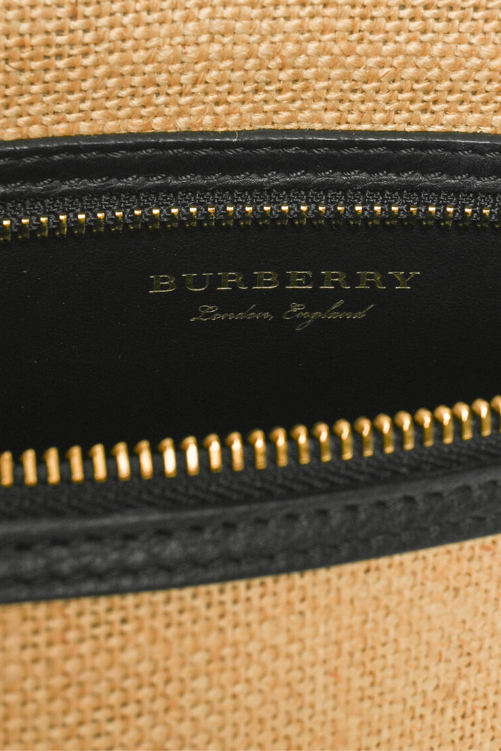 Burberry Logo Print Jute Clutch