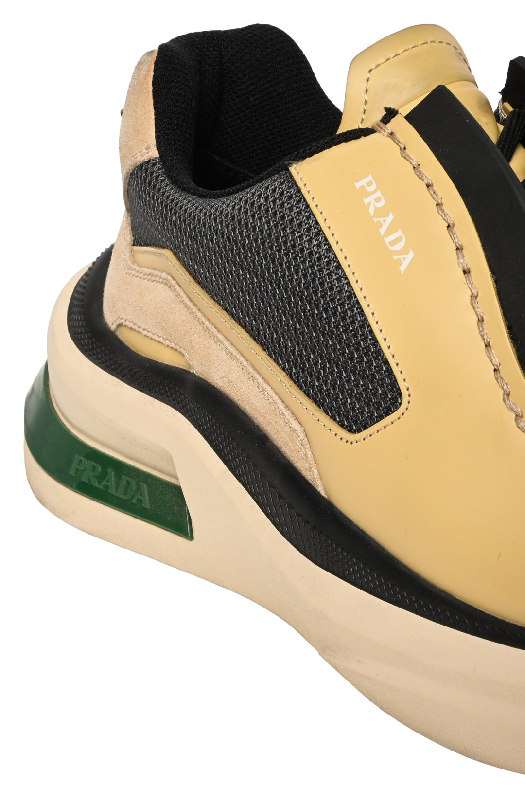 Prada Mens Shoe Size 8 Systeme Brushed Leather Sneakers