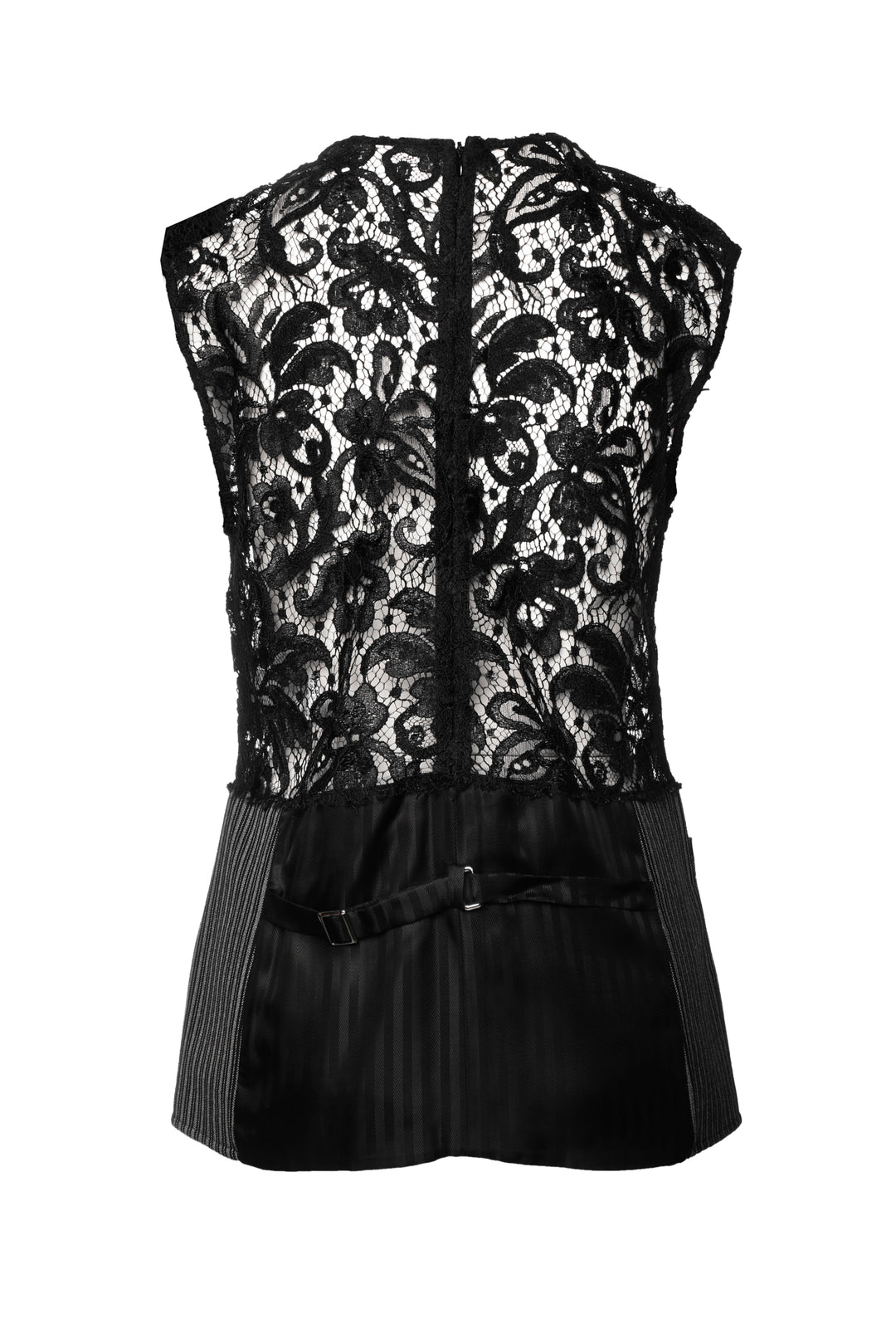 Dolce & Gabbana Size 6 Lace & Pinstripe Sleeveles Tops