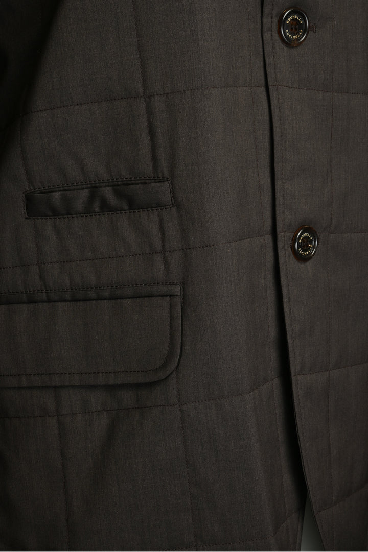 Brunello Cucinelli Size M Men's Wool & Silk Quilted Single Breasted Jacket