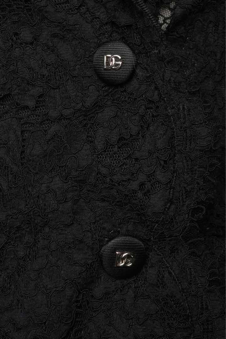 Dolce & Gabbana Size 42 Branded Stretch Lace Turlington Blazer