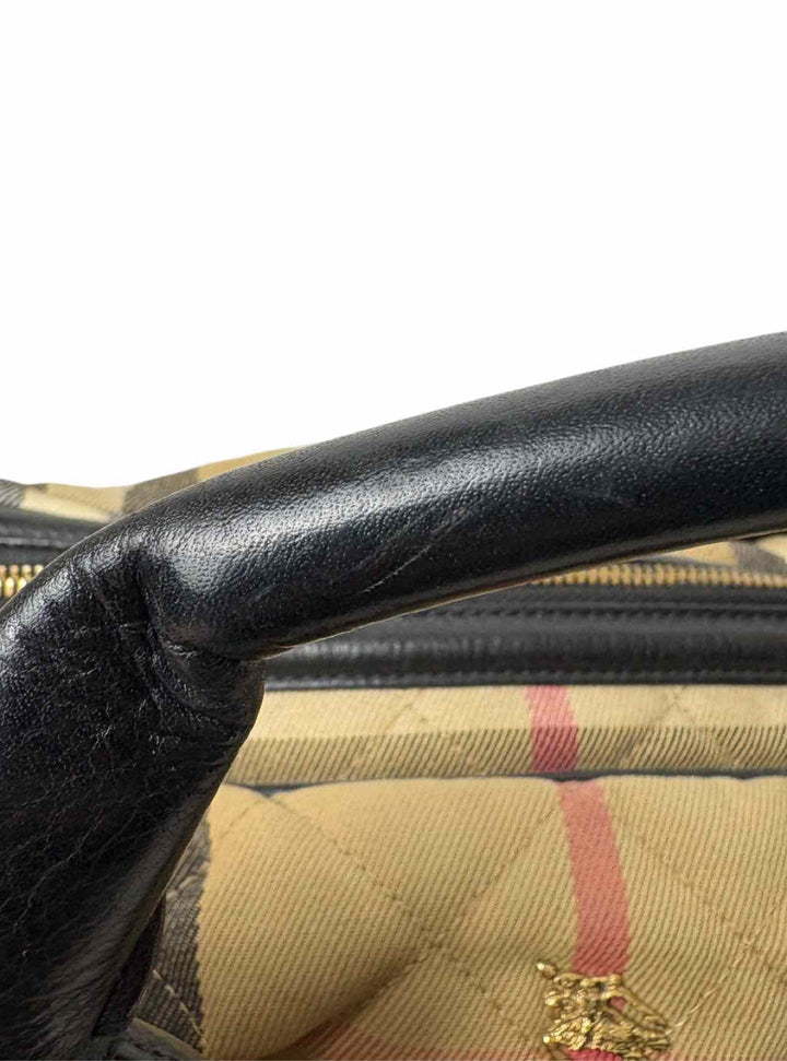 Burberry Quilted House Check fabric and Leather  Purse