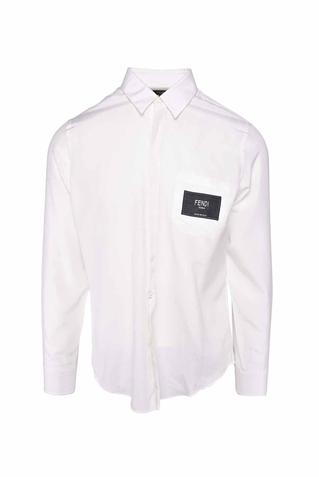 Fendi Size L Men's Logo Patch Dress Shirt Long Sleeve