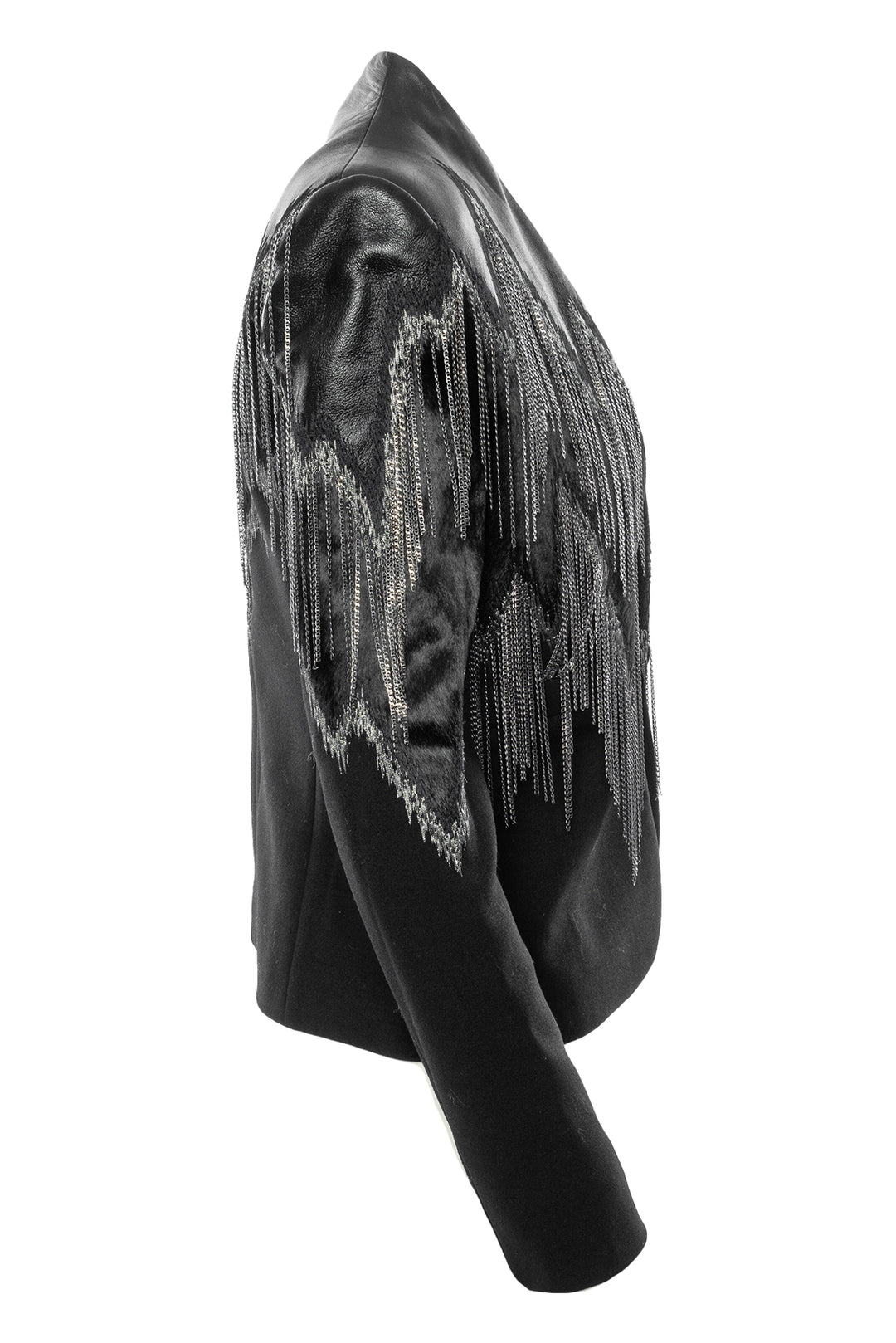 Emilio Pucci Size 6 Wool Blend Calf Hair Fringe Jacket