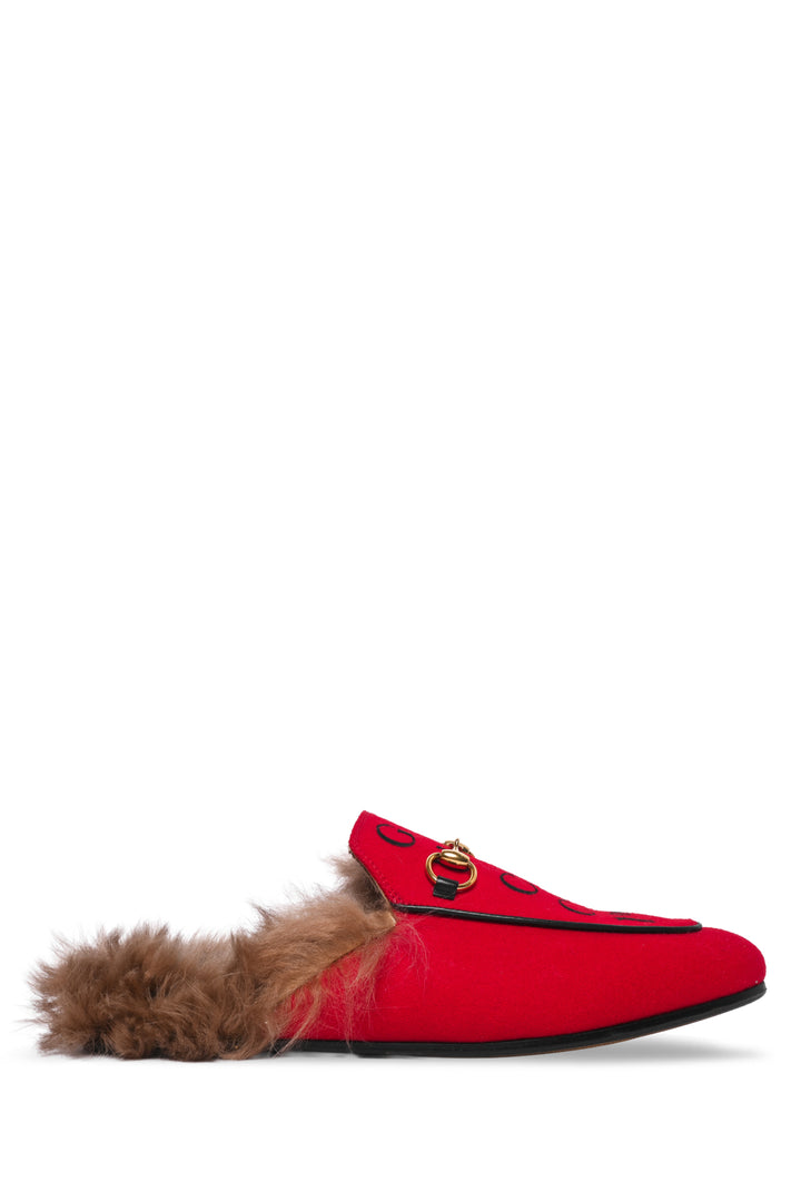Gucci Size 37.5 Felt Fur 100th Anniversay Princetown Mule