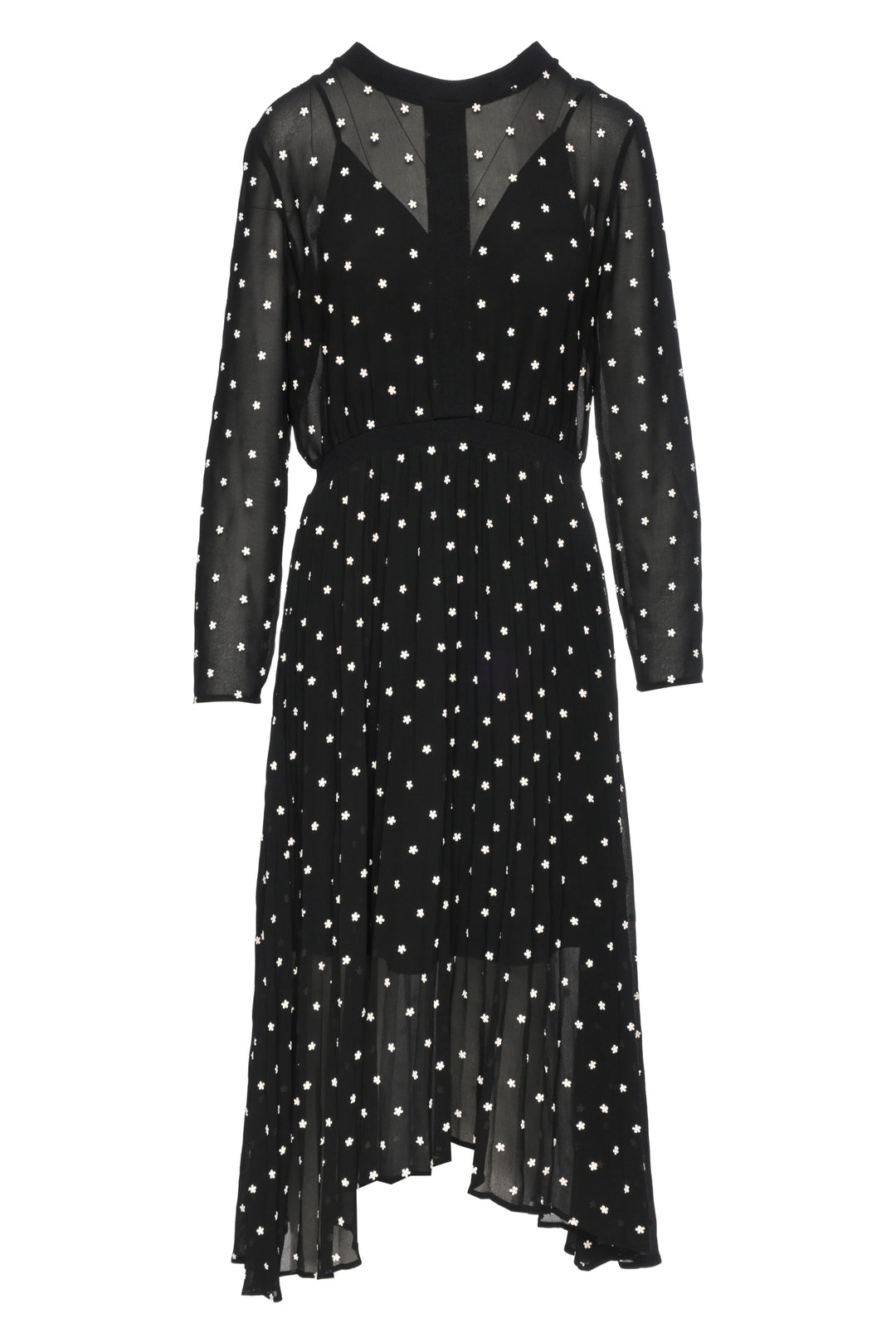 maje Size 4 Rivoli Micro-Floral Embroidered Midi Dress