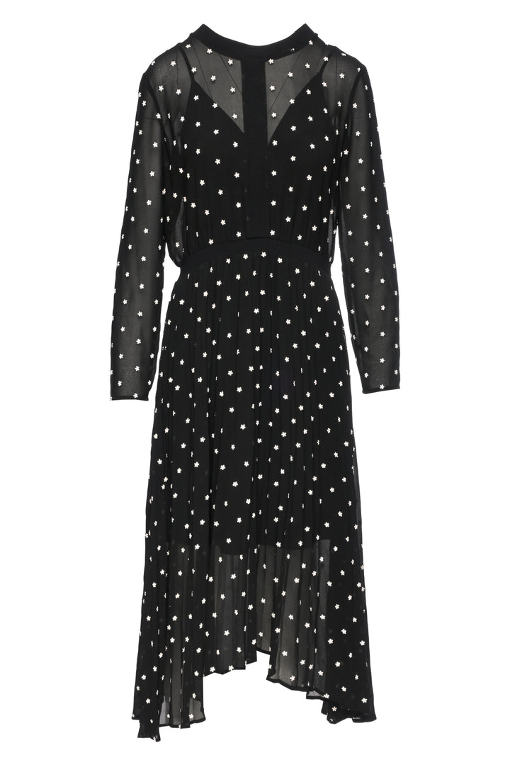 maje Size 4 Rivoli Micro-Floral Embroidered Midi Dress