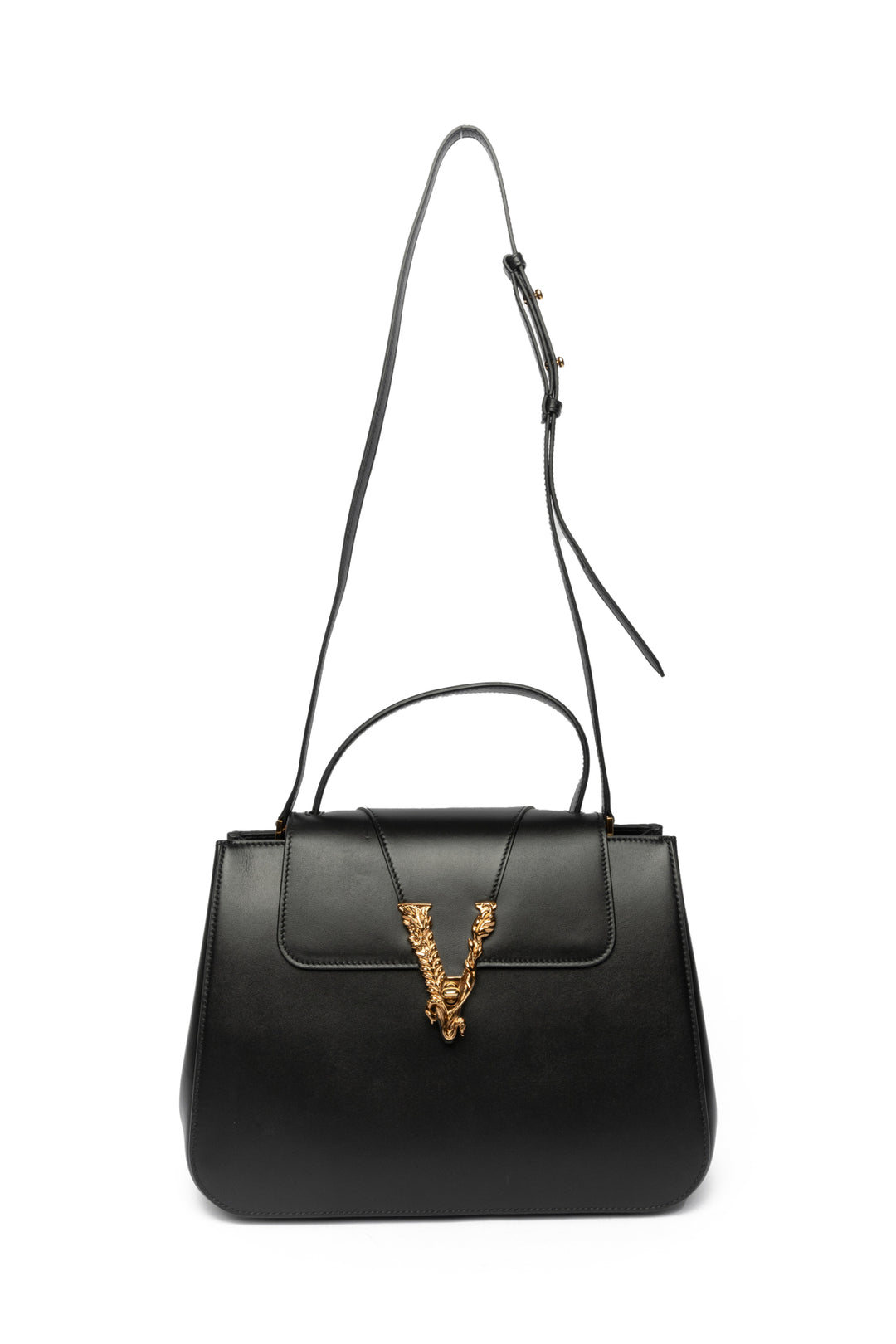 Versace Virtus Calf Leather Top Handle Bag