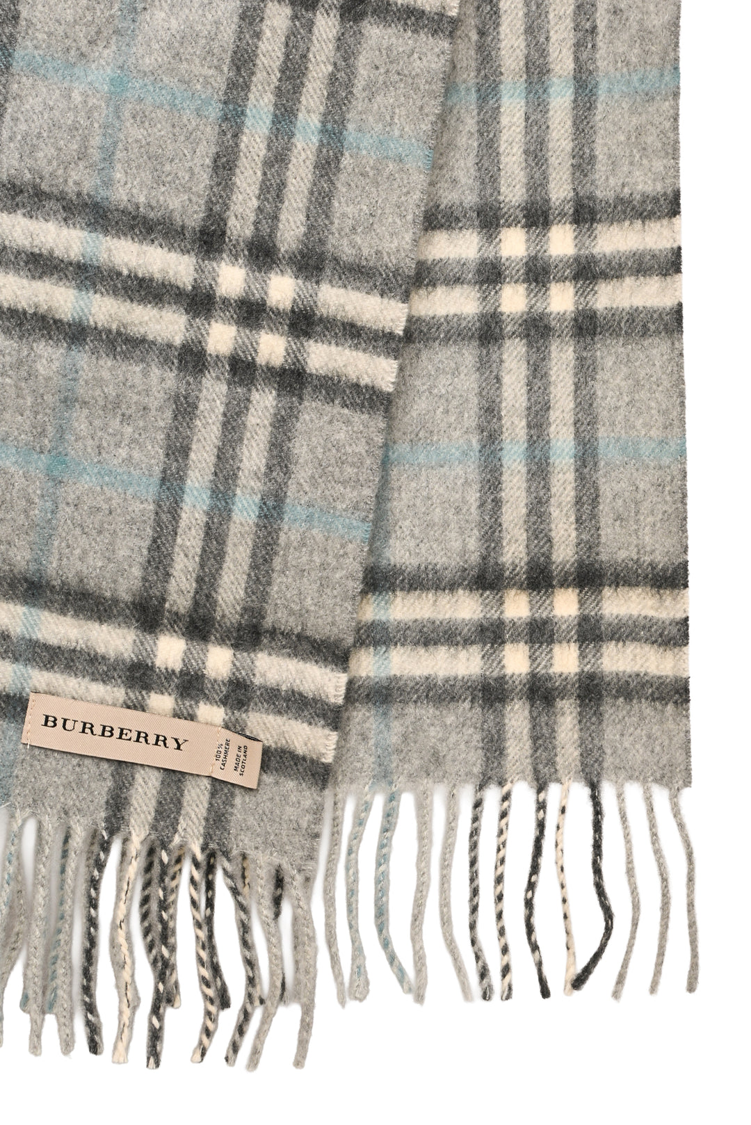Burberry Cashmere Check Fringe Scarf