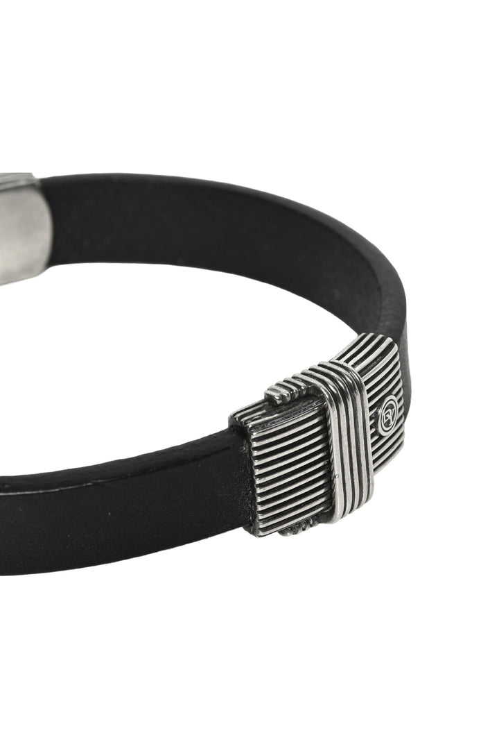 David Yurman Men's Striated Sterling Silver & Leather ID Bracelet