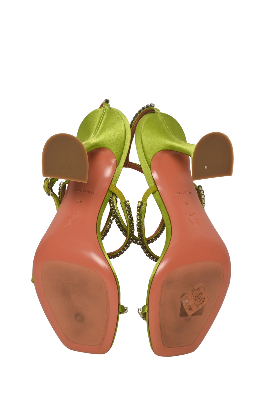 Amina Muaddi Size 39 Gilda Crystal Satin Sandals
