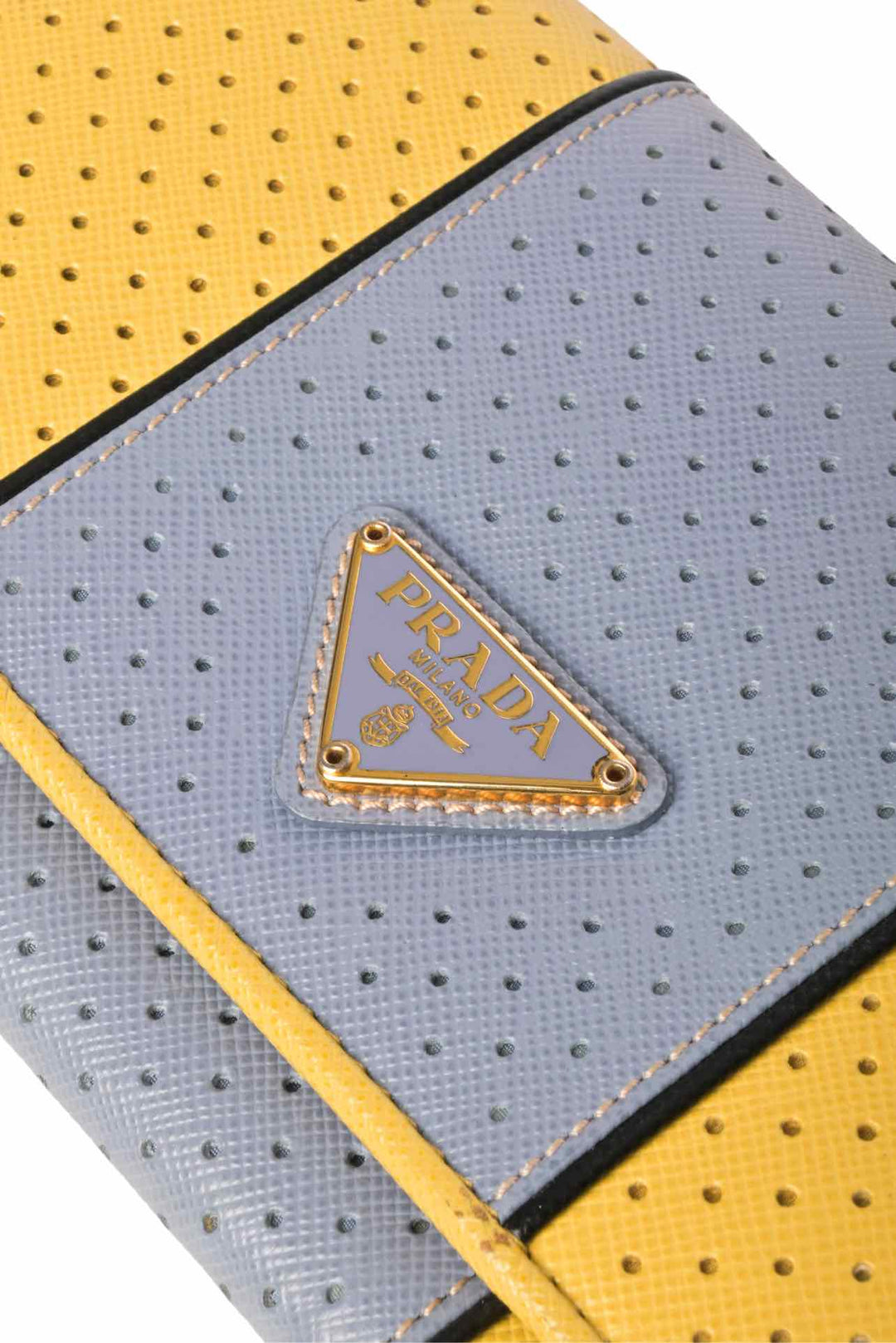 Prada Triangle Logo Perforated Continental Wallet