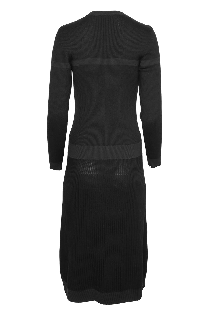 Chanel Size 40 Interlocking CC Ribbed Long Sleeve Dress