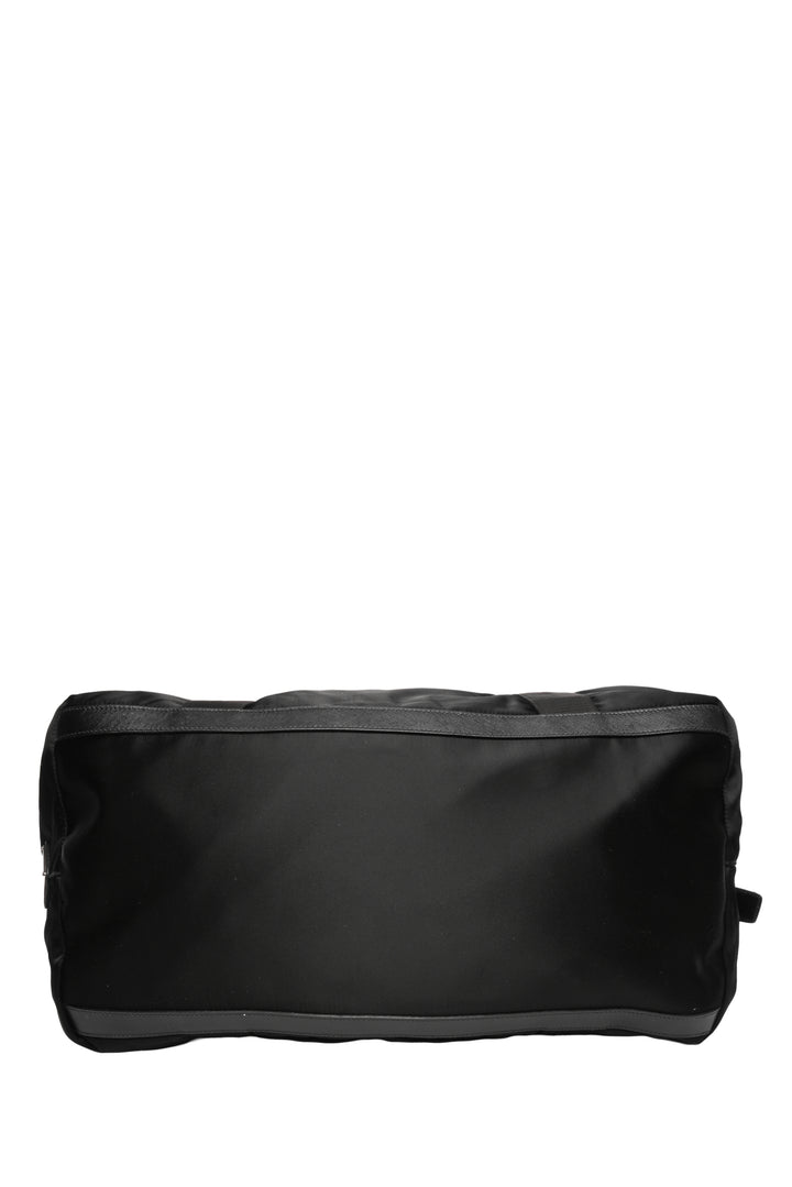 Prada Tessuto Nylon Logo Jacquard & Saffiano Leather-Trimmed Travel Duffle Bag