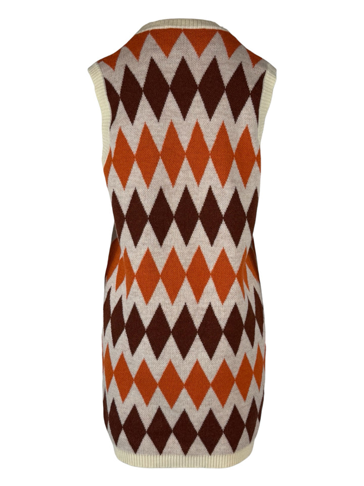 Gucci Size S Argyle Print Wool Sweater Vest Dress