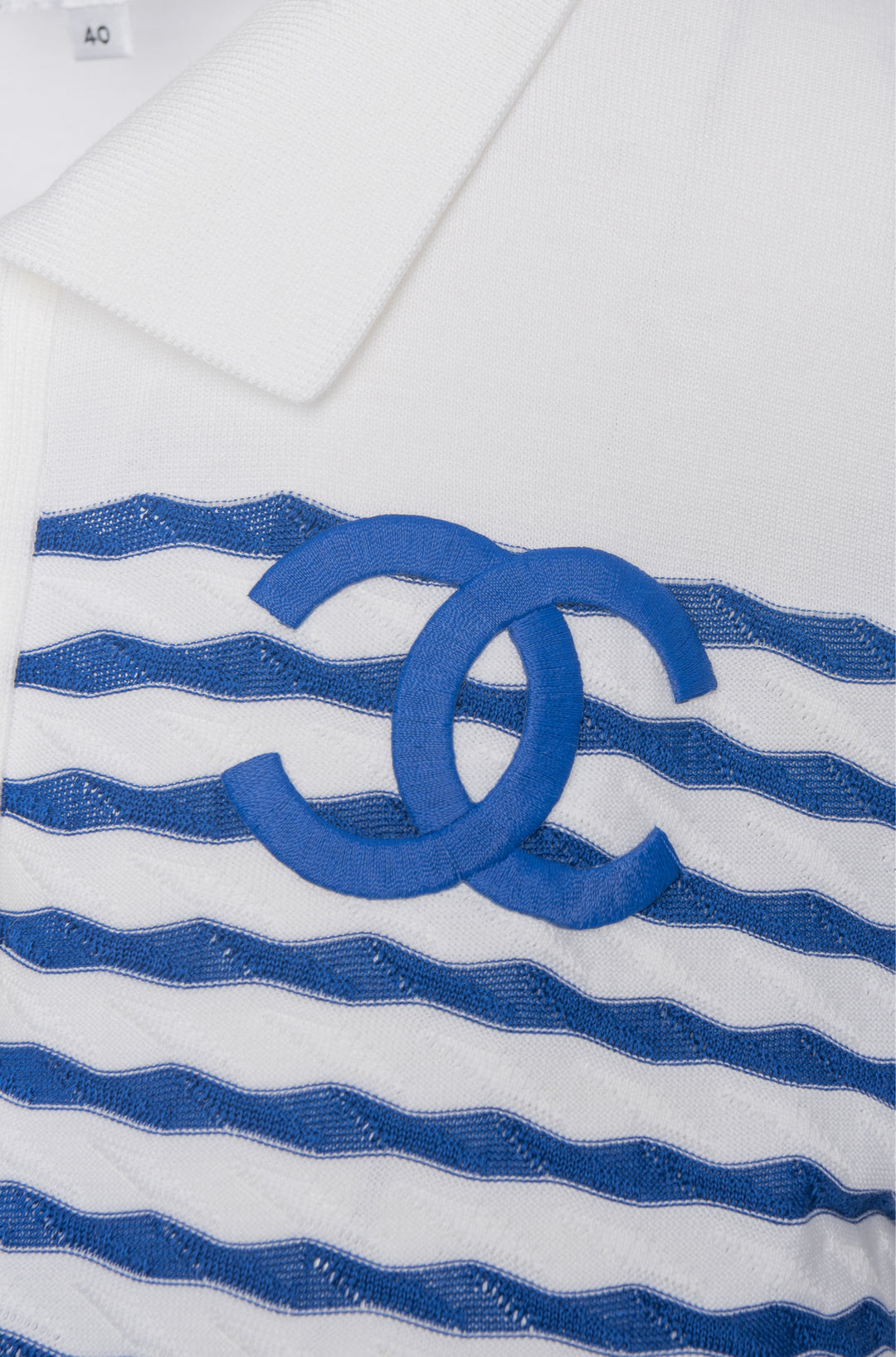 2019 Chanel Size 40 CC Logo Knit Polo T-shirt