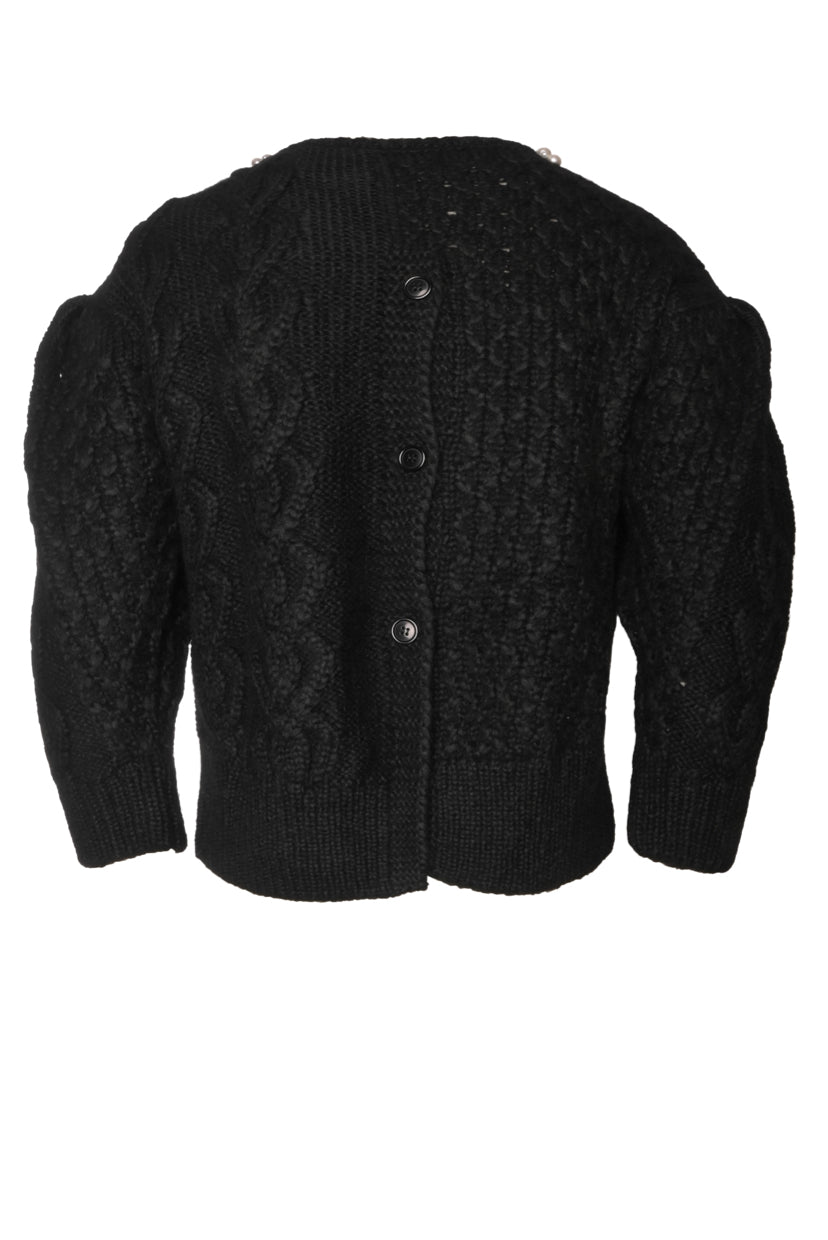 Simone Rocha Size S Embellished Collar & Bow Cable Knit Sweater