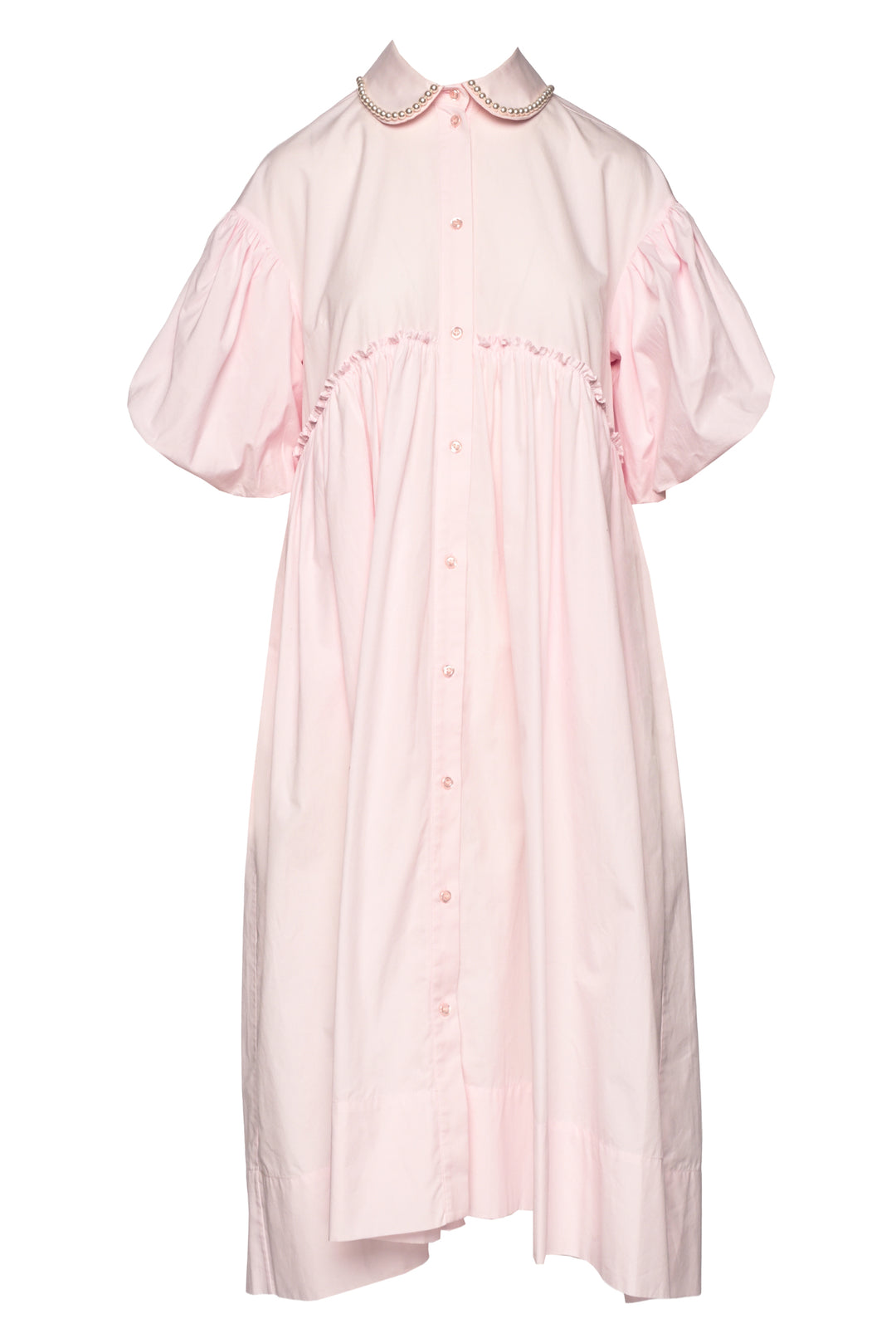 Simone Rocha Size 6 Pearl Embellished Collar Puff Sleeve Midi Dress