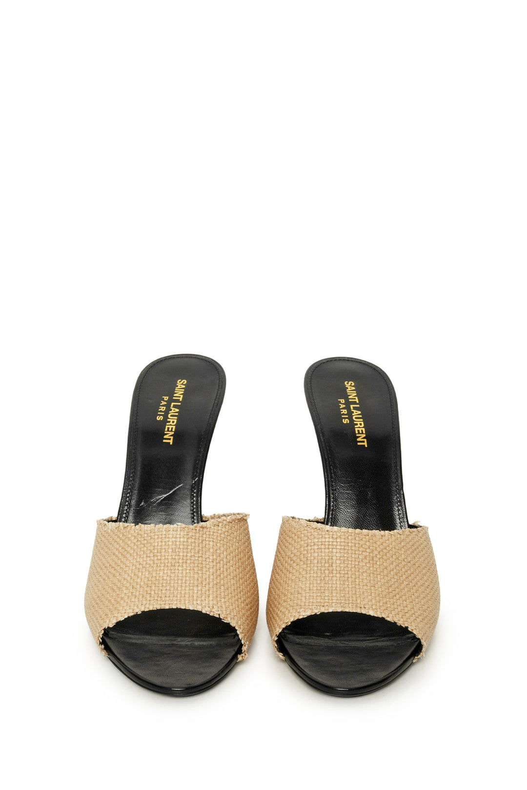Saint Laurent Size 40 Raffia Calfskin La 16 95 Mule Sandals