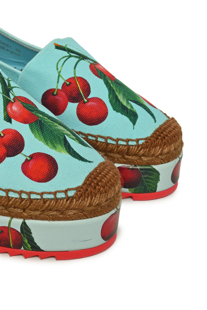 Dolce & Gabbana Size 36 Cherry Print Platform Espadrille Flats