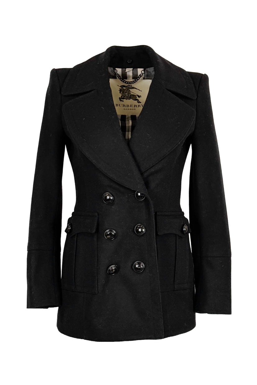 Burberry Size 2 Double Breasted Wool Blend Jacket