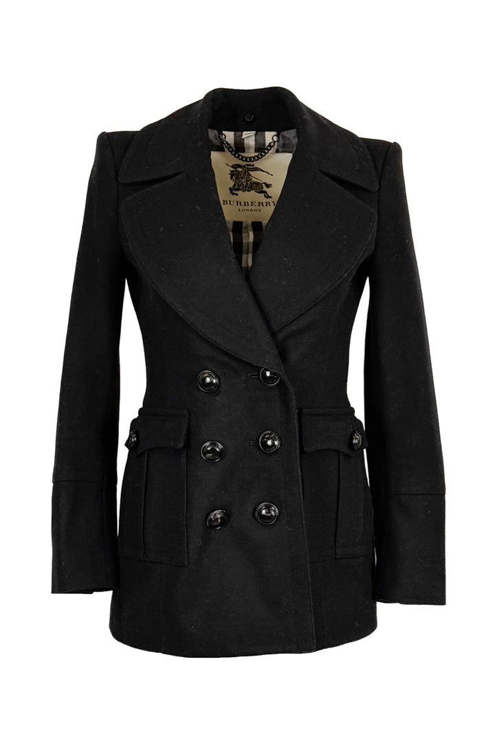 Burberry Size 2 Double Breasted Wool Blend Jacket