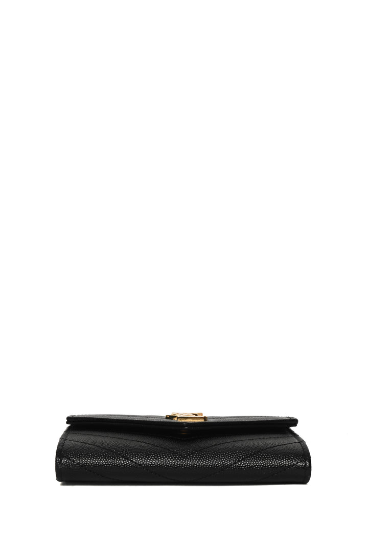 Saint Laurent Small Cassandre Powder Grain Leather Wallet