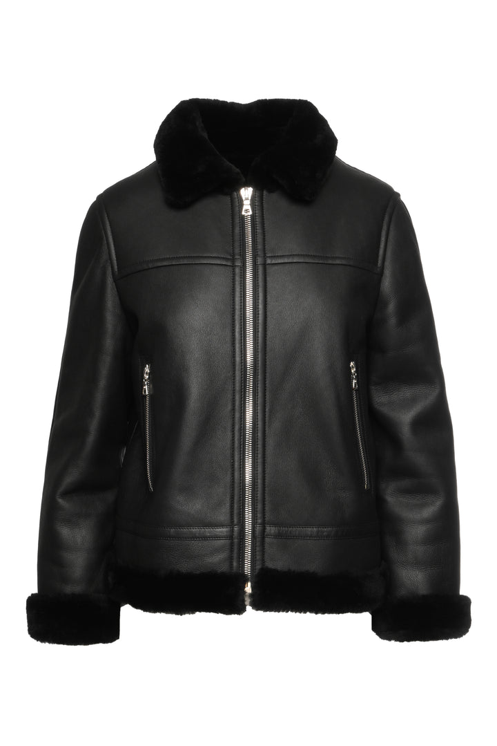 Judith & Charles Size 8 Leather Aviator Jacket