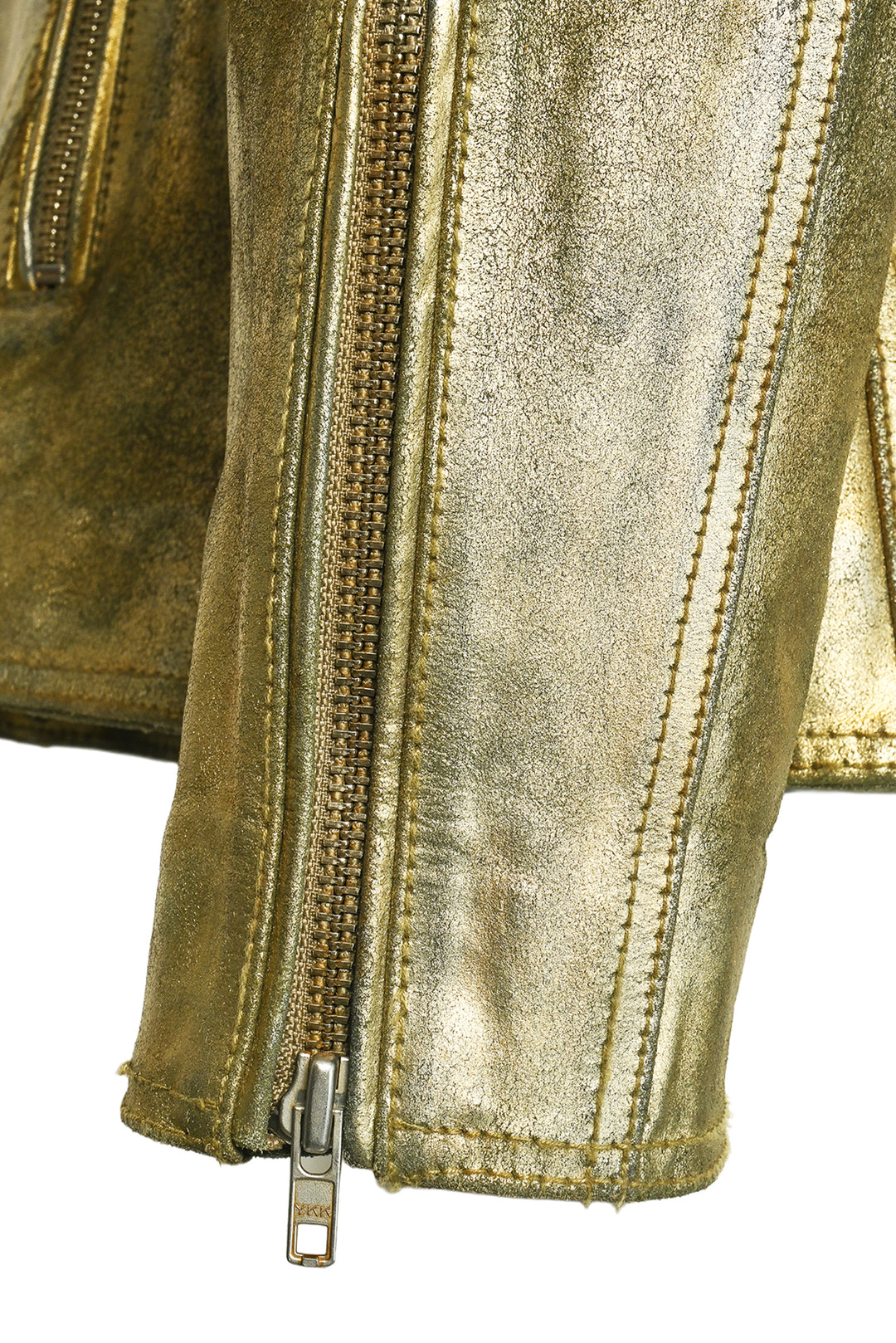 We The Free People Size L Leather Distressed Metallic Jacket