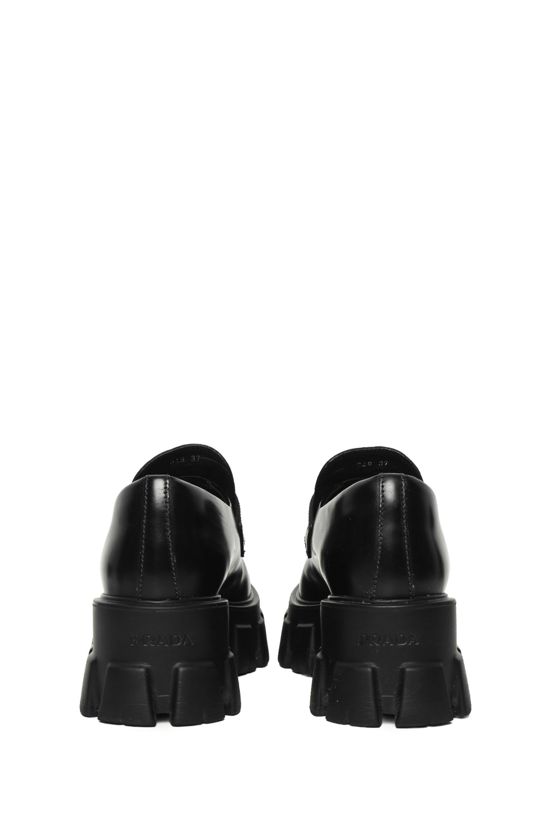 Prada Size 37 Monolith Brushed Leather Loafers