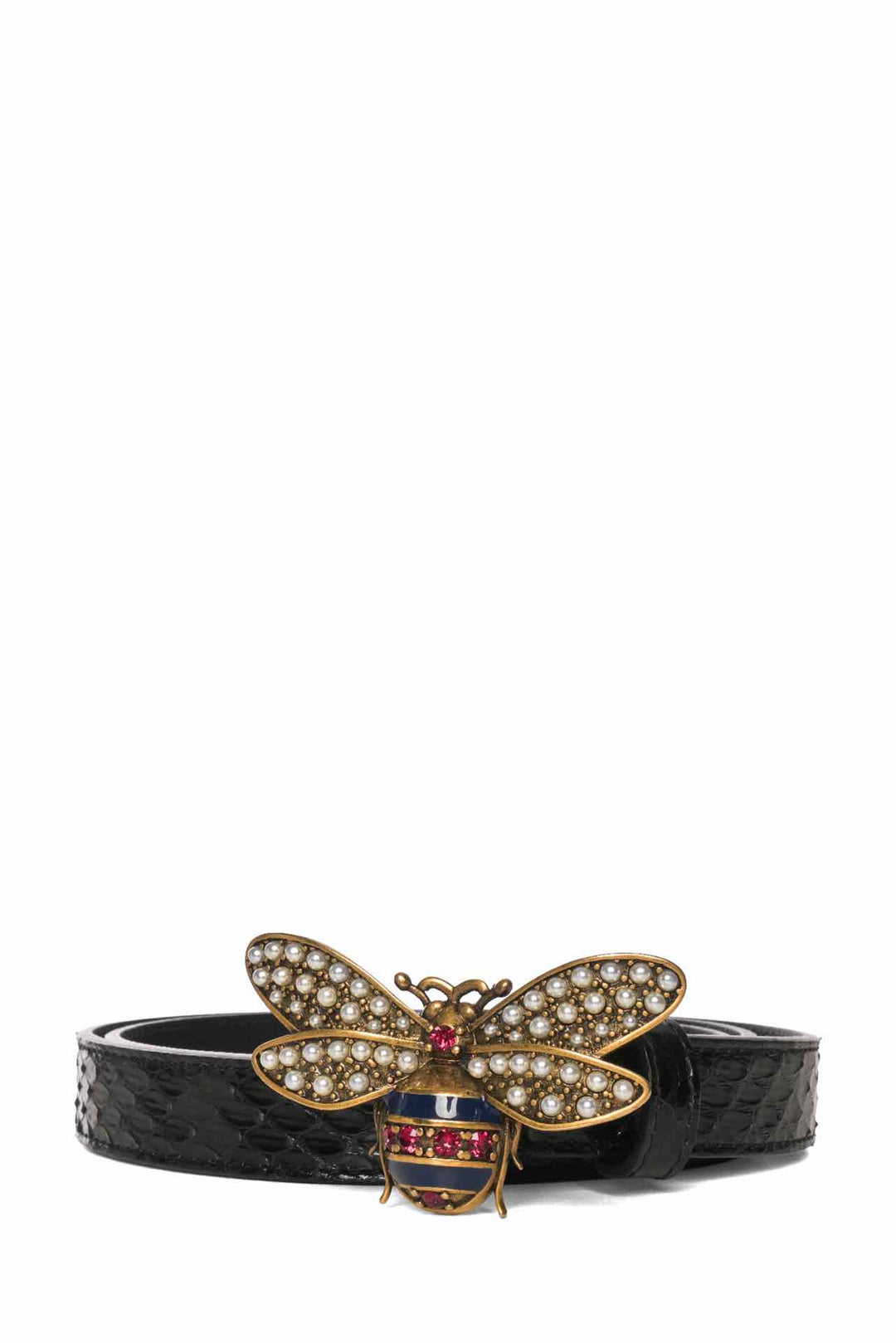 Gucci Size 34 Queen Margaret Bee Croc Effect Belt