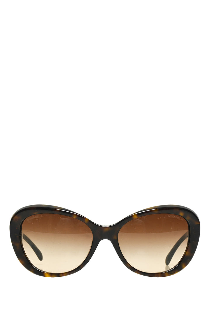 Chanel Tortoise Shell Frame Camellia Print Sunglasses