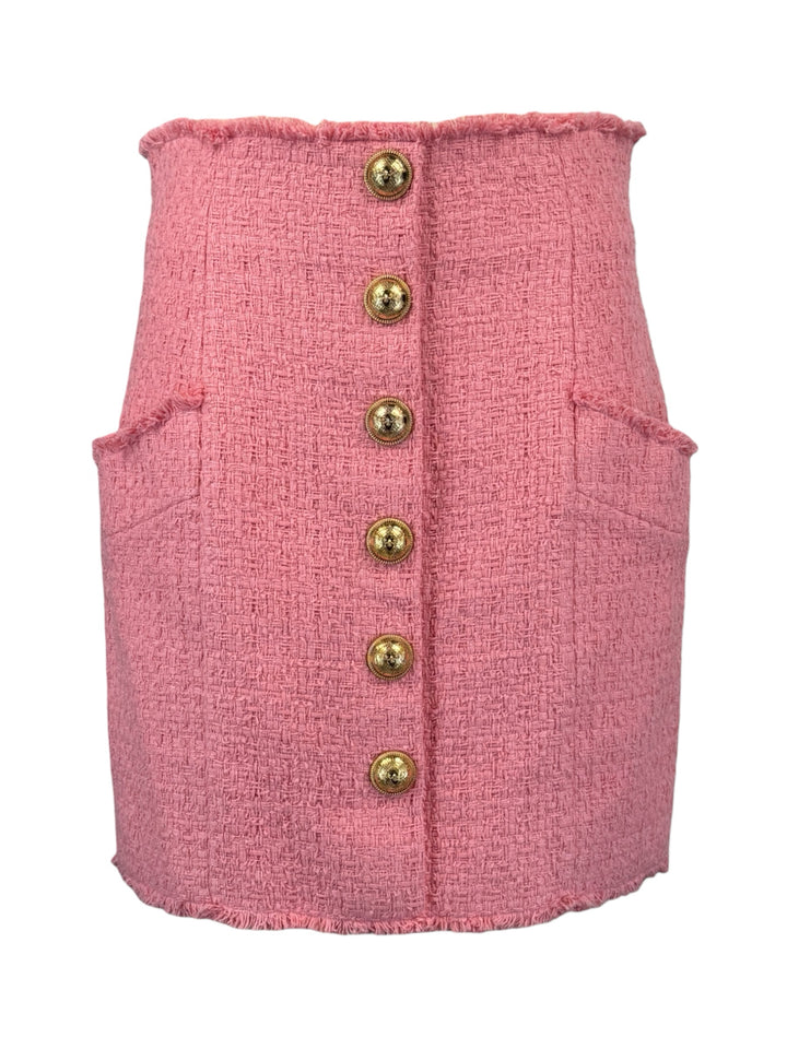 Balmain Size 42 Tweed Mini Skirt
