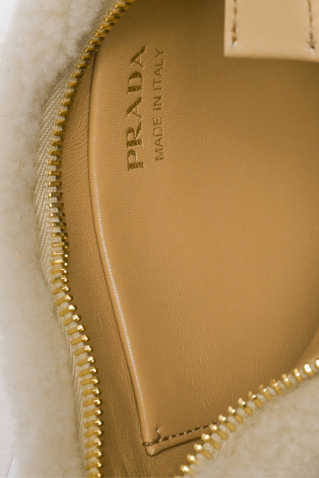 Prada Arque Shearling & Leather Shoulder Bag