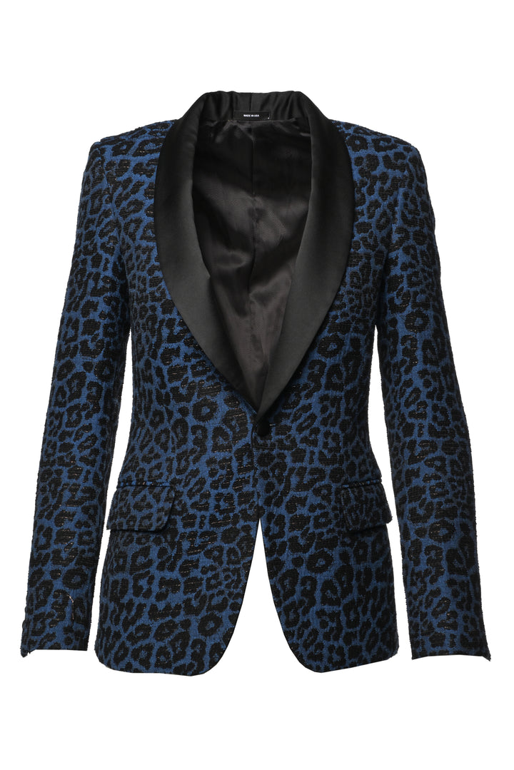 R13 Size XS Shawl Lapel Leopard Tuxedo Blazer