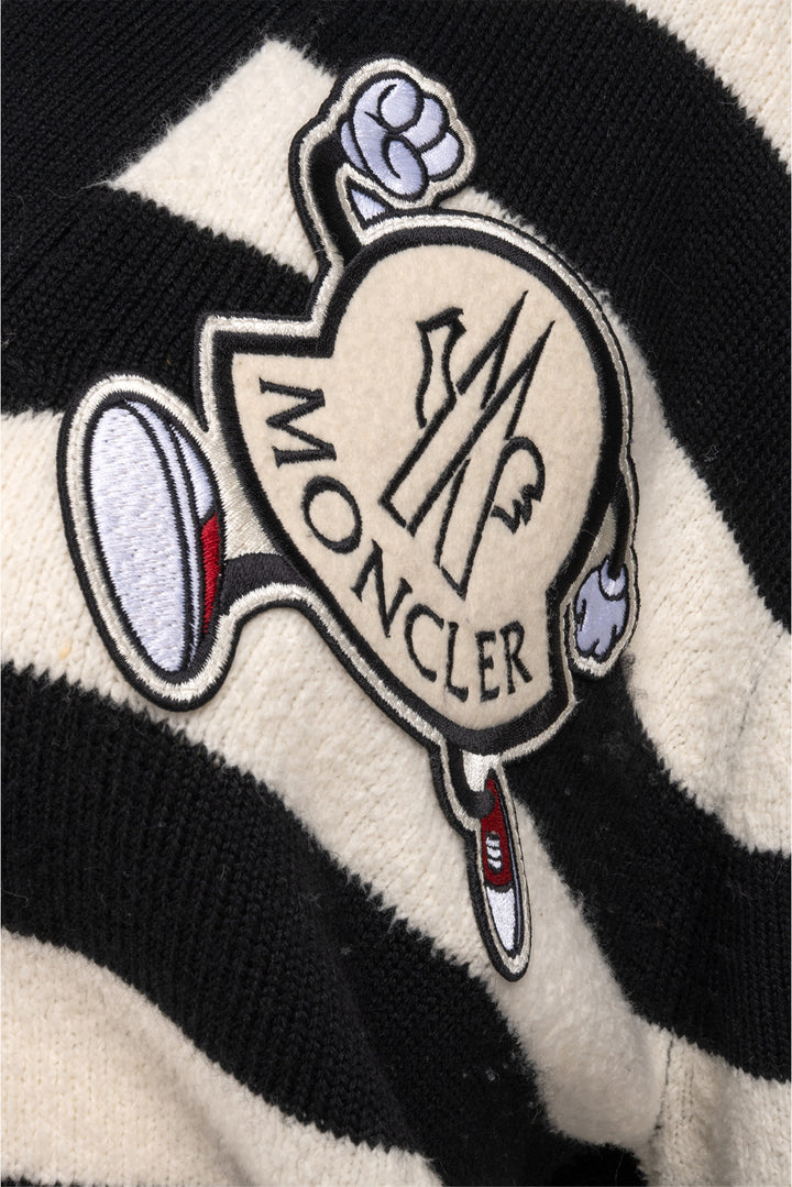 Moncler Size S Striped Logo Cardigan