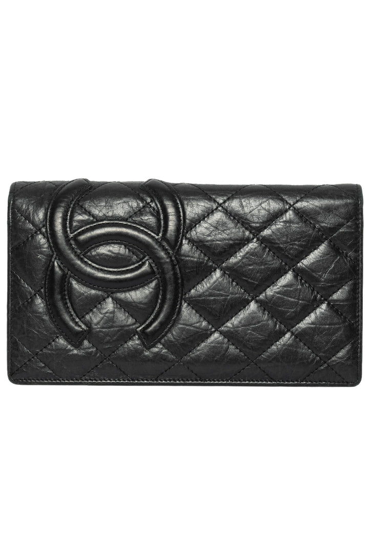 Chanel Aged Calfskin Cambon Ligne Yen Bilfold Wallet