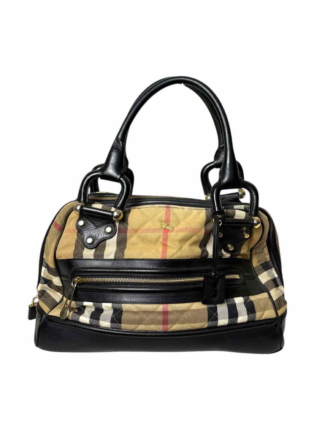 Burberry Quilted House Check fabric and Leather  Purse