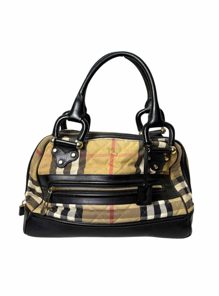 Burberry Quilted House Check fabric and Leather  Purse