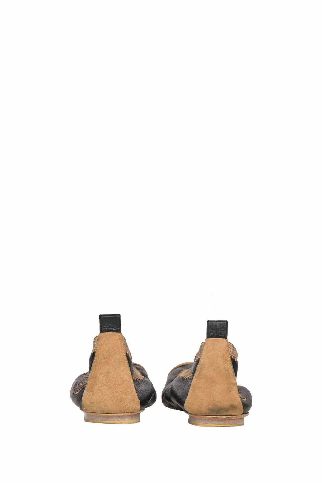 Chanel Size 39.5 Leather & Suede Ballet Flats